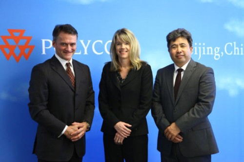 Polycom��̫�^(q��)�����ձȺ����������ޅ^(q��)����Hansjoerg Wagner (��һ)��Polycomȫ���N�ۈ�(zh��)�и�����Tracey Newell(����)��Polycom�Ї��^(q��)����(j��ng)�����(��һ)